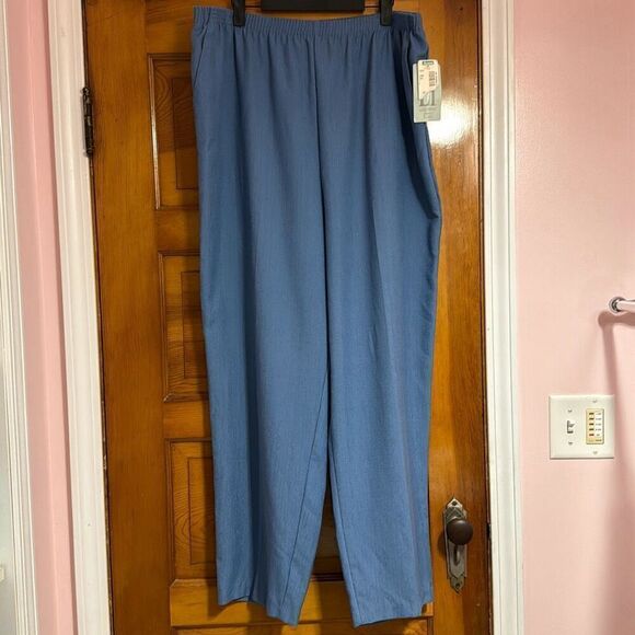 Vintage Liz Thomas Blue Textured Relaxed Fit Pants Women’s Extra Large XL - Picture 1 of 6